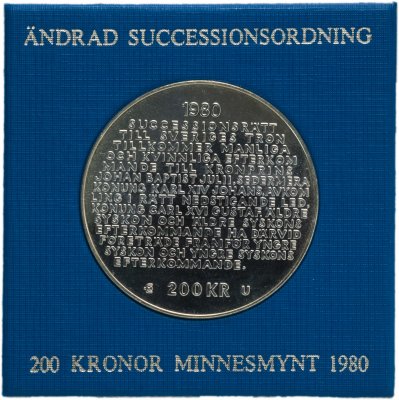 купить Швеция 200 крон 1980 "Шведский закон наследования короны"