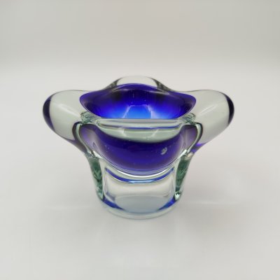купить Подсвечник синего оттенка, стекло, гутная техника, Ливанский стекольный завод, Латвия, 1970-1990 гг.