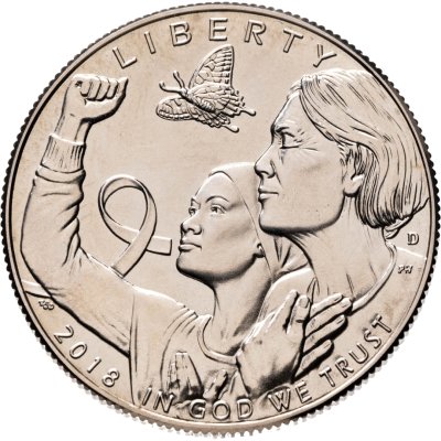 купить США 50 центов (1/2 доллара, half dollar) 2018 D осведомленность о раке молочной железы знак монетного двора: "D" - Денвер
