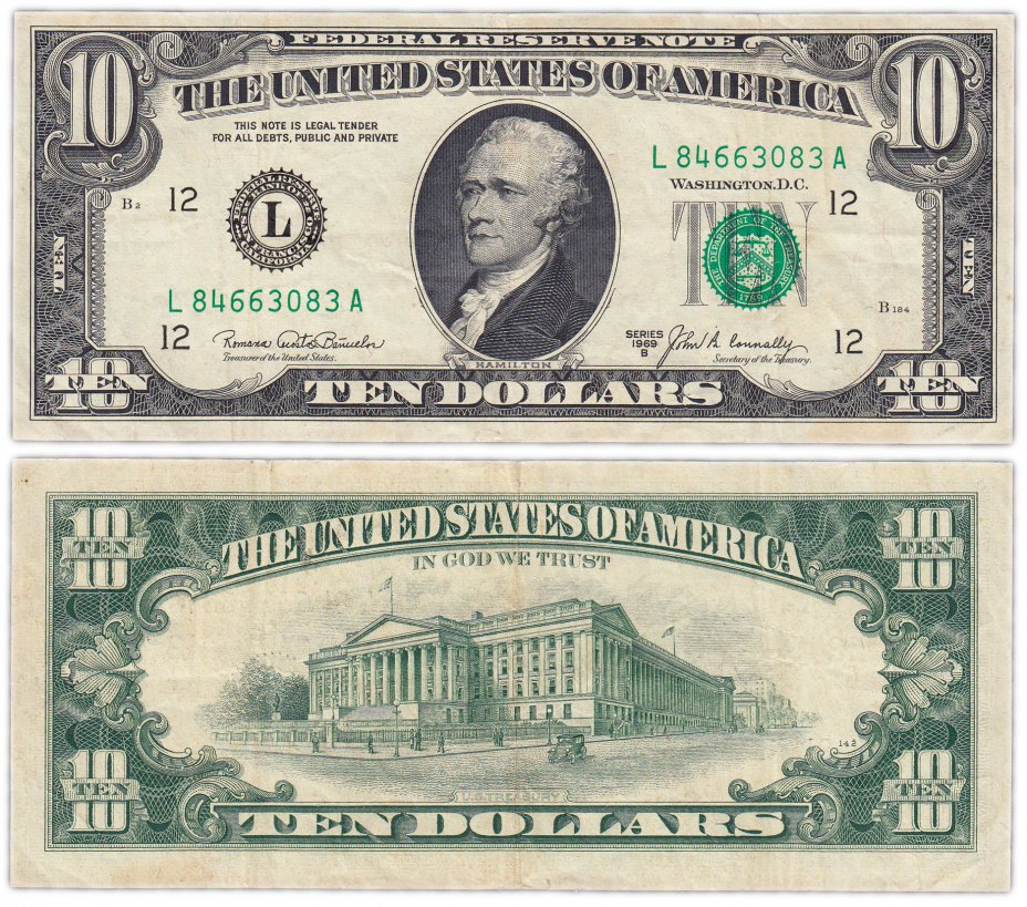 купить США 10 долларов 1969B (Pick 451с) L - Сан Франциско