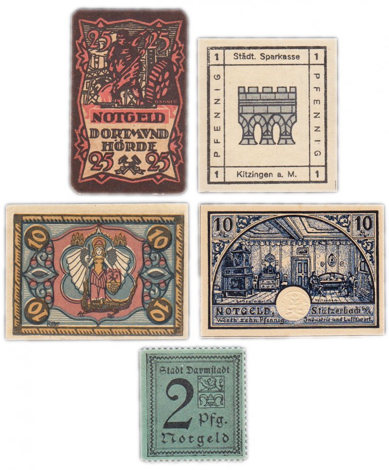 купить Германия (разные земли) набор из 5 нотгельдов  1920-1921