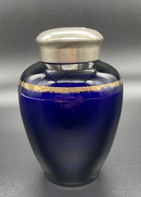 купить Емкость для хранения чая (чайница), стекло, кобальтовое, золочение, СССР, 1950-1980 гг.