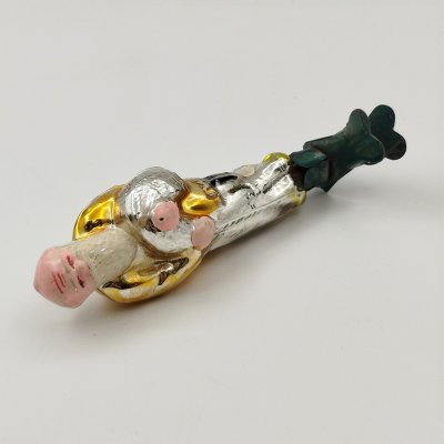 купить Ёлочная игрушка "Старик" из серии "Сказка о золотой рыбке" на прищепке, стекло, металл, роспись, Завод стеклянных ёлочных украшений и оптических изделий, г. Москва, СССР, 1950-1960 гг.