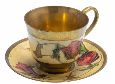 купить Набор из 2-х предметов (кофейная чашка и блюдце), латунь, 1950-1990
