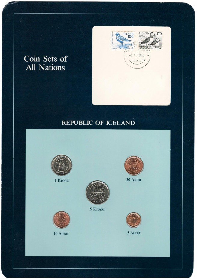 купить Серия "Наборы монет всех стран мира" - Исландия (набор из 5 монет и 1 марки в буклете)