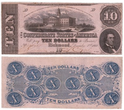 купить Конфедеративные штаты Америки 10 долларов 1862