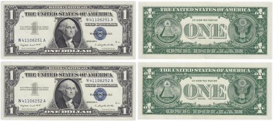 купить США набор из 2-х банкнот 1 доллар 1957