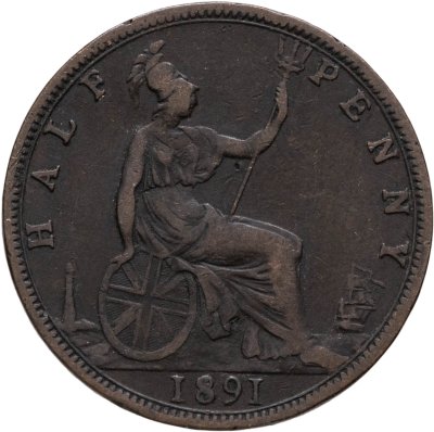 купить Великобритания 1/2 пенни (penny) 1891