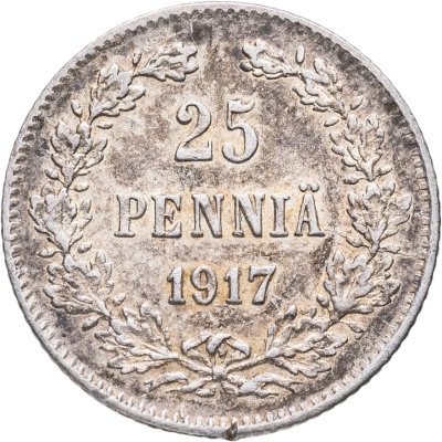 купить 25 пенни (pennia) 1917 S гербовый орёл с коронами, Российская Финляндия