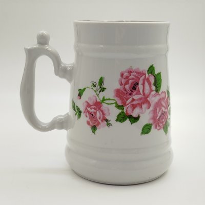 купить Кружка пивная с цветочным декором, фарфор, деколь, Дмитровский фарфоровый завод (ДФЗ Вербилки), СССР, 1965-1991 гг.