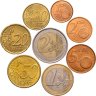 Купить Набор из 8 монет разных стран 1, 2, 5, 10, 20, 50 евроцентов и 1, 2 евро 1999-2016
