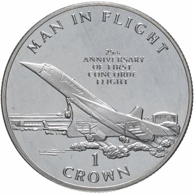купить Остров Мэн 1 крона 1994 25 лет тестовому полёту Конкорда