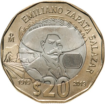 купить Мексика 20 песо 2019 "100 лет со дня смерти Эмилиано Сапаты Саласара"