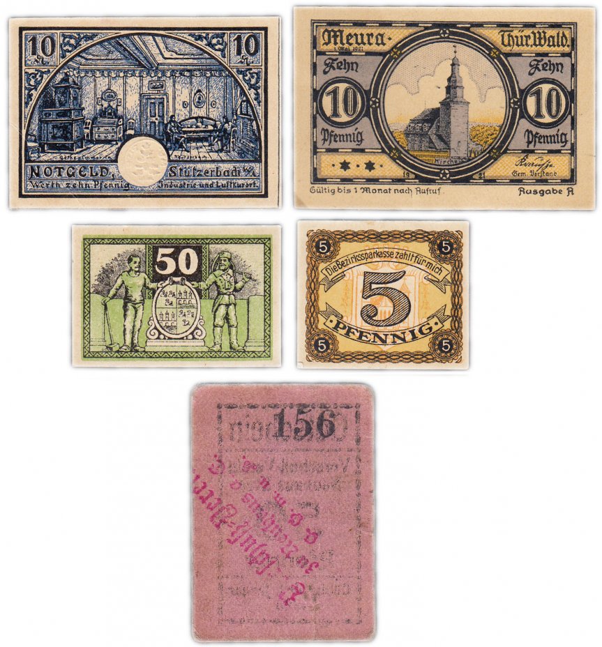 купить Германия (разные земли) набор из 5 нотгельдов 1919-1923