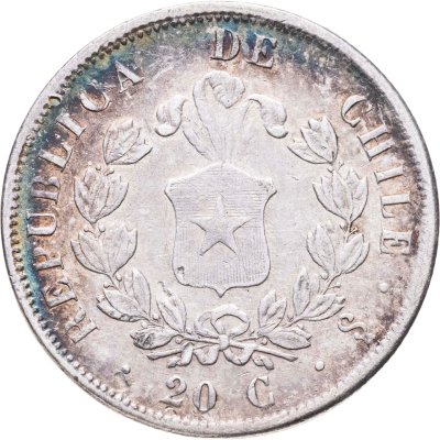 купить Чили 20 сентаво (centavos) 1855