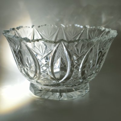 купить Ваза (фруктовница) с геометрическим декором, хрусталь, алмазная грань, СССР, 1970-1990 гг.