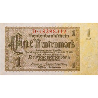 купить Германия, Третий рейх 1 рентная марка 1937