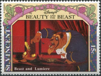 купить Сент-Винсент Почтовая марка 1992 ""Красавица и чудовище". Зверь и Люмьер"