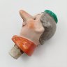 Купить Пробка-наливайка для бутылки (винтажная) в виде мужской головы в зеленом котелке, фарфор, роспись, Германия, 1920-1960 гг.