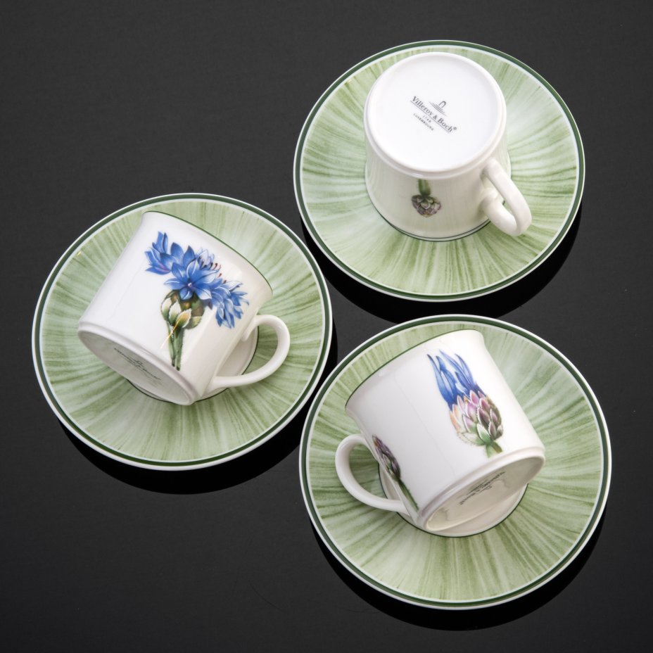 Набор из 6 кофейных пар из коллекции FLORA Country Collection (Bleuet ...
