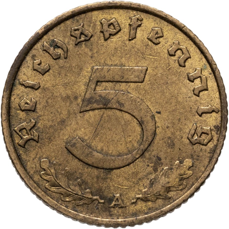 купить Германия, Третий рейх 5 рейхспфеннигов (reichspfennig) 1938, знак монетного двора "А" - Берлин
