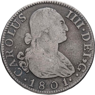 купить Испания 2 реала 1801 Король Карл IV, знак монетного двора "M" - Мадрид