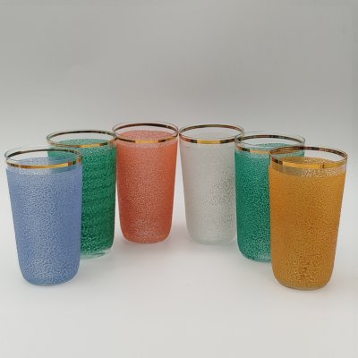 купить Набор из шести разноцветных стаканчиков в оригинальной коробке, стекло, картон, СССР, 1970-1990 гг.