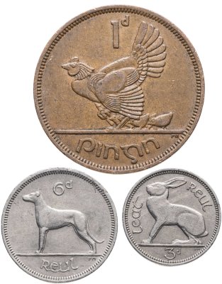 купить Ирландия набор монет 1, 3 и 6 пенсов 1964