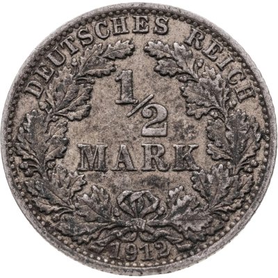 купить Германия 1/2 марки 1912, знак монетного двора: "A" - Берлин