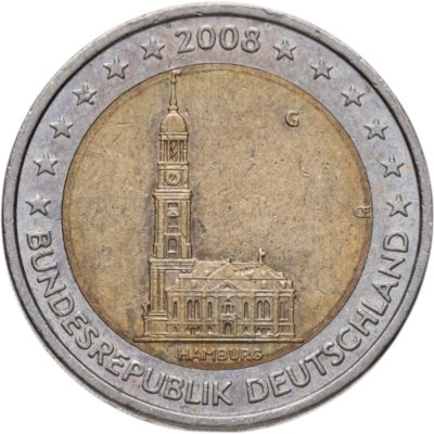 купить Германия 2 евро (euro) 2008 Федеральные земли Германии - Церковь св. Михаила, Гамбург