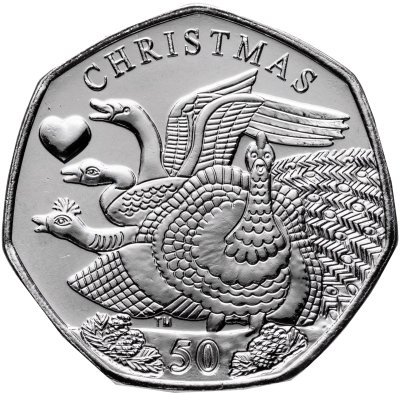 купить Остров Мэн 50 пенсов 2025 "Рождество - Четыре поющие птицы"