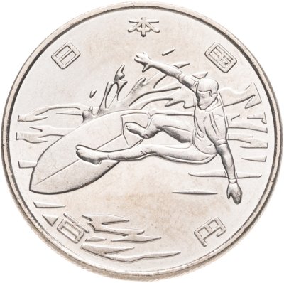 купить Япония 100 йен 2019 "XXXII Летние Олимпийские игры в Токио 2020: Сёрфинг"