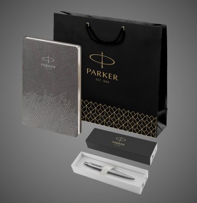 Купить Подарочный набор: Шариковая ручка Parker Jotter Essential, St. Steel СT и Ежедневник недатированный, серый, Металлы: нержавеющая сталь, 2026 г.