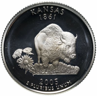 купить США 25 центов (квотер, 1/4 доллара, quarter dollar) 2005 S Proof Канзас (Kansas)