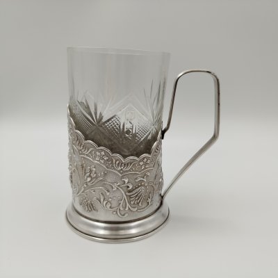 купить Подстаканник со стаканом, стекло, сплав металлов, СССР, 1970-1990 гг.