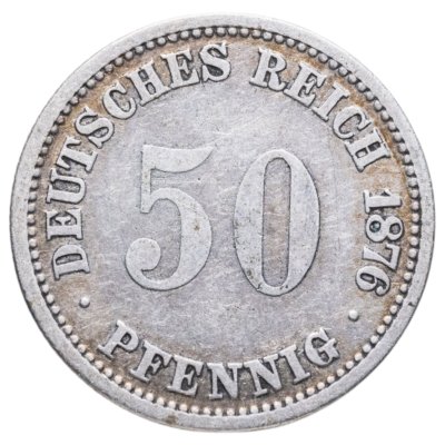 купить Германия 50 пфеннигов (pfennig) 1876, знак монетного двора: "A" - Берлин