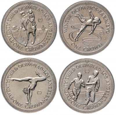 купить Остров Мэн набор 1 крона 1984 "XXIII летние Олимпийские Игры, Лос-Анджелес 1984"