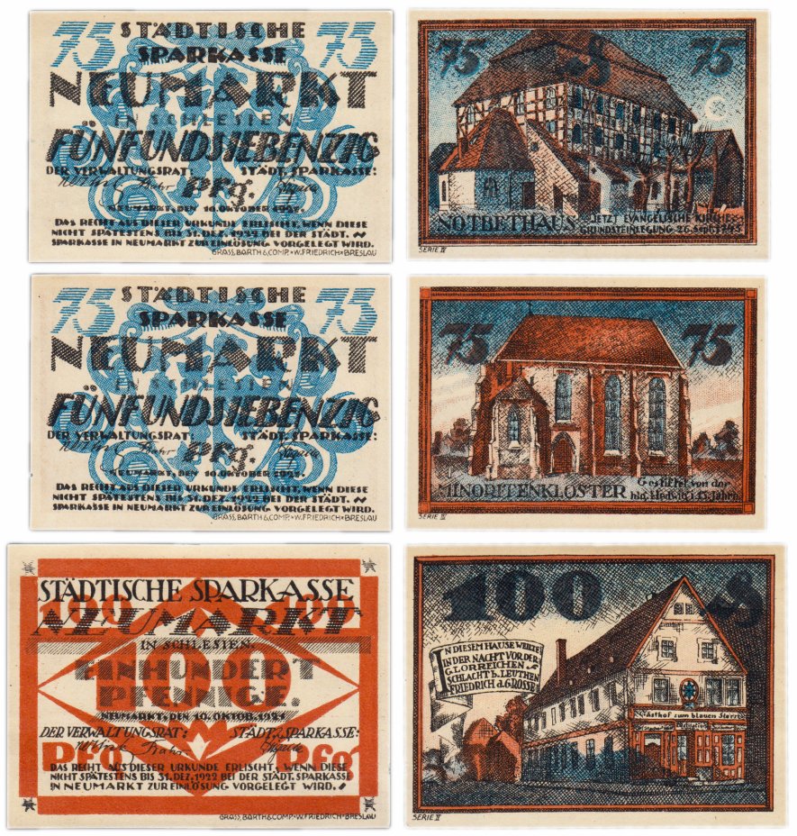 купить Германия (Силезия: Сьрода-Слёнска) набор из 3-х нотгельдов 1921