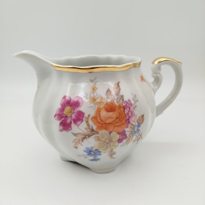 купить Молочник с цветочным декором (большой), фарфор, деколь, золочение, Cmielow, Польша, 1950-1980 гг.