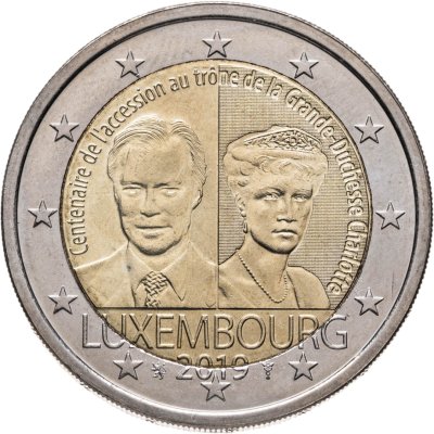 купить Люксембург 2 евро (euro) 2019 100 лет вступлению на трон Великой Герцогини Шарлотты