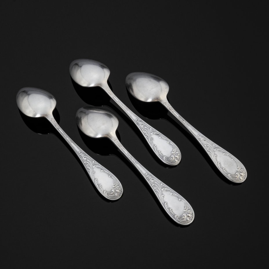 Набор из 4 столовых ложек "Пламя", мельхиор (медь-никель ...