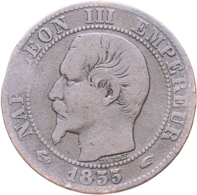 купить Франция 5 сантимов (centimes) 1855 A знак монетного двора: "A" - Париж