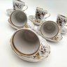 Купить Сервиз кофейный на 6 персон, украшенный цветочным декором (22 предмета), фарфор, деколь, золочение, Коростенский фарфоровый завод (КФЗ), СССР, 1960-1990 гг.