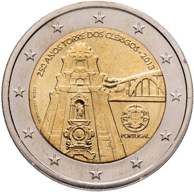 купить Португалия 2 евро (euro) 2013 "250 лет возведения колокольни церкви Клеригуш"