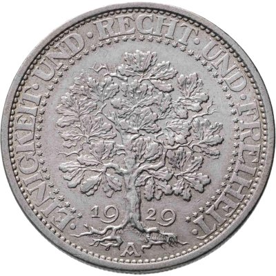 купить Германия 5 рейхсмарок (reichsmark) 1929 A знак монетного двора "A" — Берлин