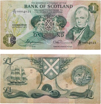 купить Шотландия 1 фунт 1977 года