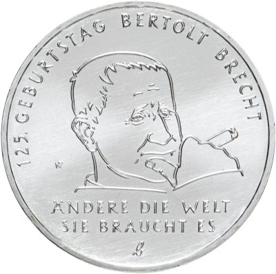 купить Германия 20 евро 2023 "125 лет со дня рождения Бертольта Брехта"