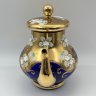 Купить Чайник насыщенно-синего оттенка, украшенный лепным декором в виде цветов, стекло, золочение, роспись, налепы, Чехословакия, 1970-1990 гг.