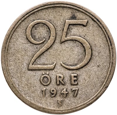купить Швеция 25 эре (ore) 1947