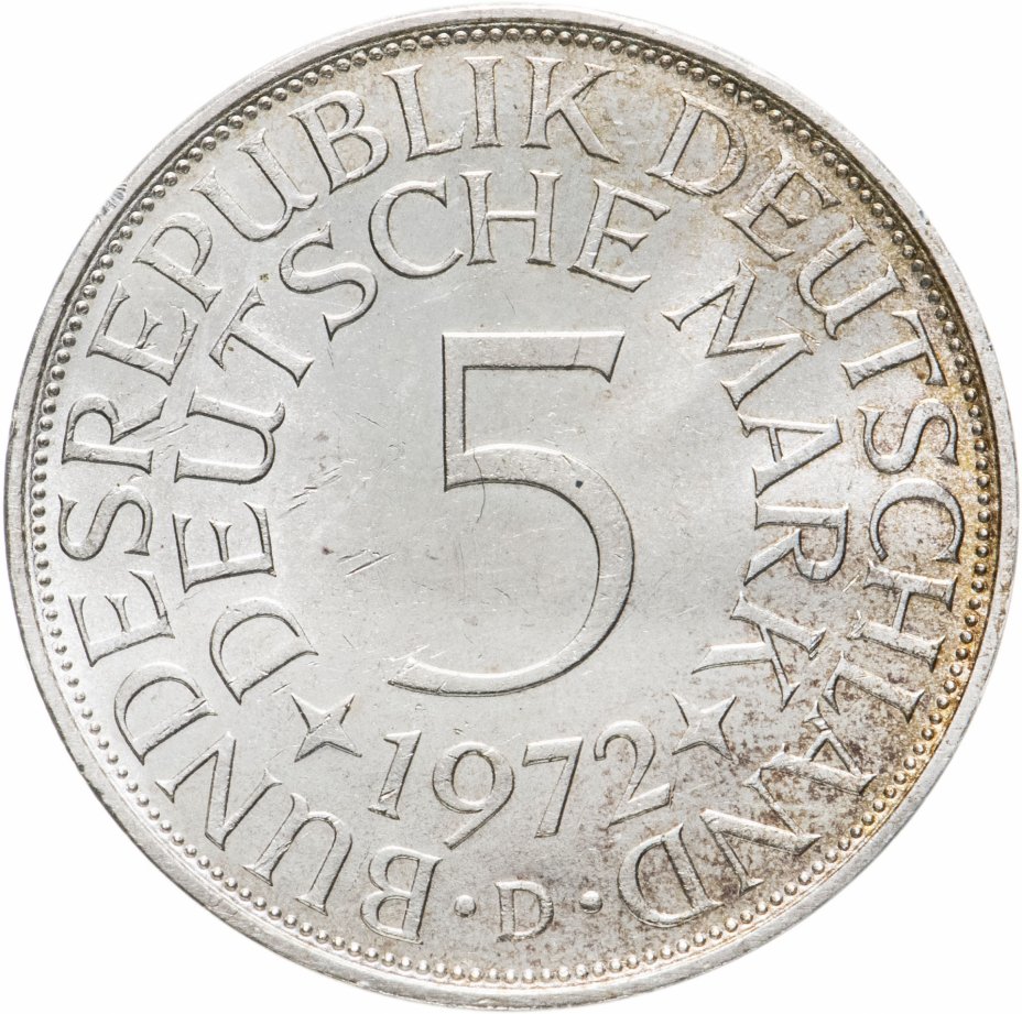 купить Германия 5 марок, 1972 Отметка монетного двора: "D" - Мюнхен